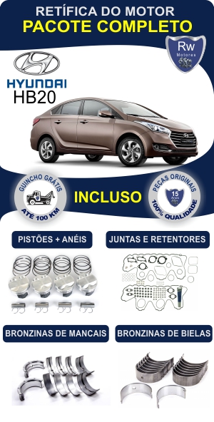 Retífica de motor Hyundai HB20 peças originais pacote completo Rw motores